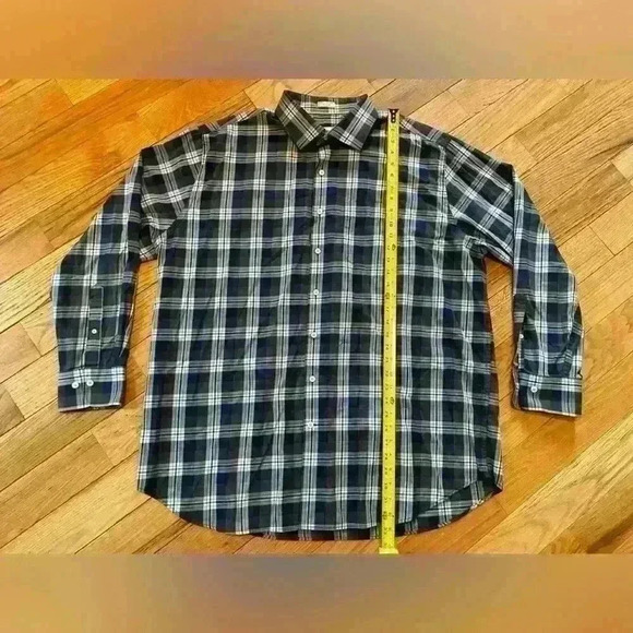 Peter Millar Button Down Shirt Men's Size XXL Blue/Gray Plaid Long Sleeve Pocket - Picture 10 of 11